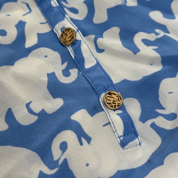 Lilly Pulitzer Elsa Silk Elephant Print Top XL - Picture 2 of 6